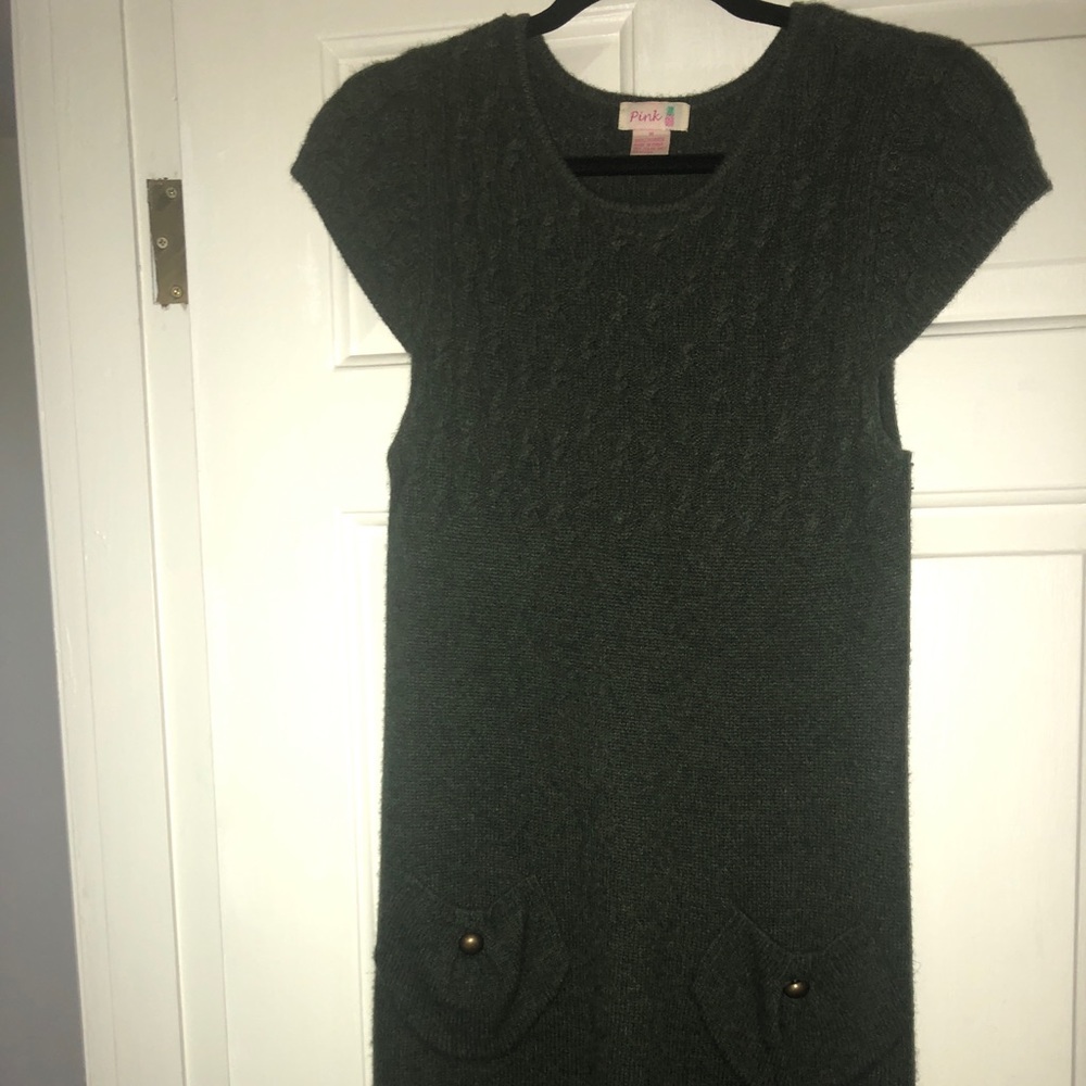 Green cashmere cap sleeve dress